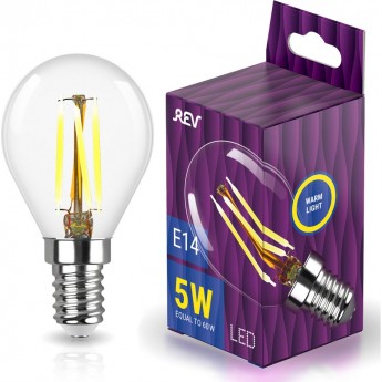 Светодиодная лампа REV PREMIUM FILAMENT LED G45 E14 5Вт, 2700K