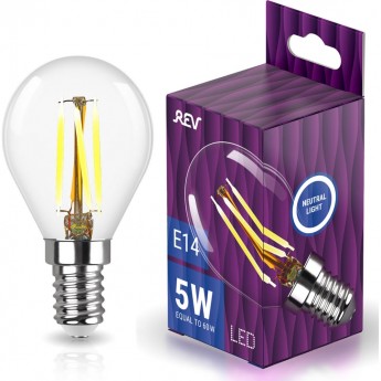 Светодиодная лампа REV PREMIUM FILAMENT LED G45 E14 5Вт, 4000K